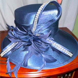Fine Millinery by August Accessories Elegant Women’s Church Hat - Blue